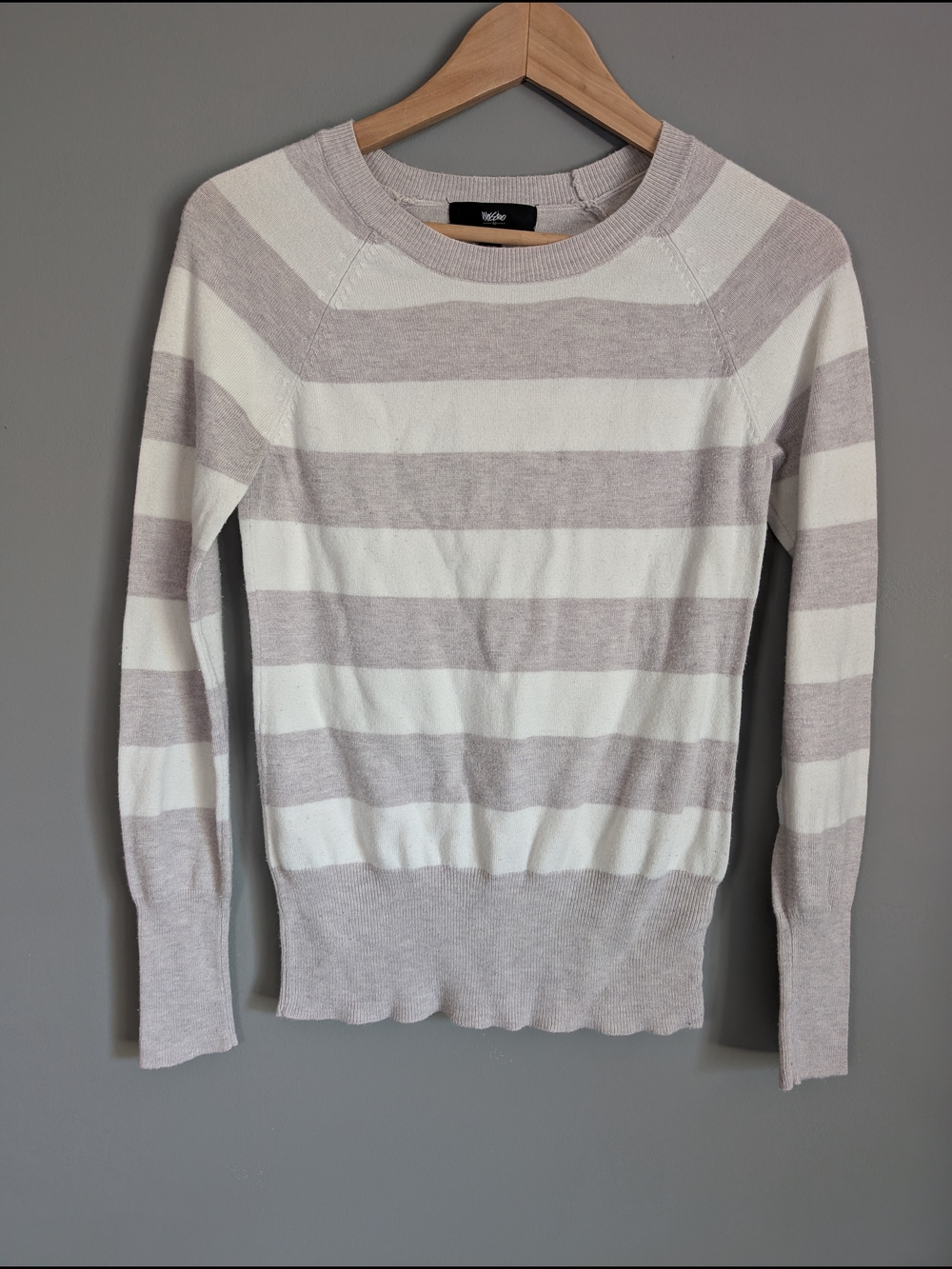 Mossimo Supply Co. Striped Crewneck Sweater in Light Gray and White